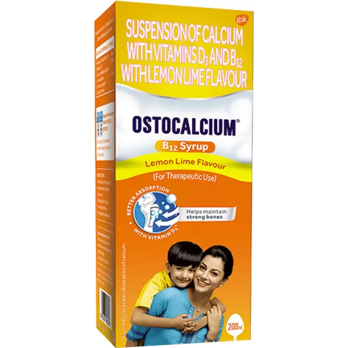 Ostocalcium B12 with Vitamin D3 | For Bones & Teeth Strength | Flavour Banana Syrup